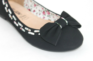 Ballerines noires motif fleurs NO